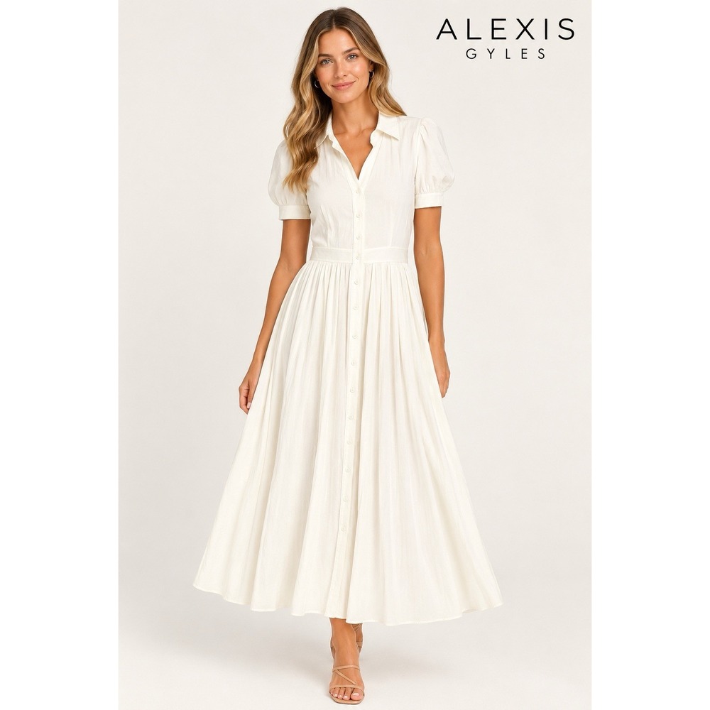 Alexis Gyles Dress In Size Medium NWT MIDI length A-line Shirt Dress MSRP $595